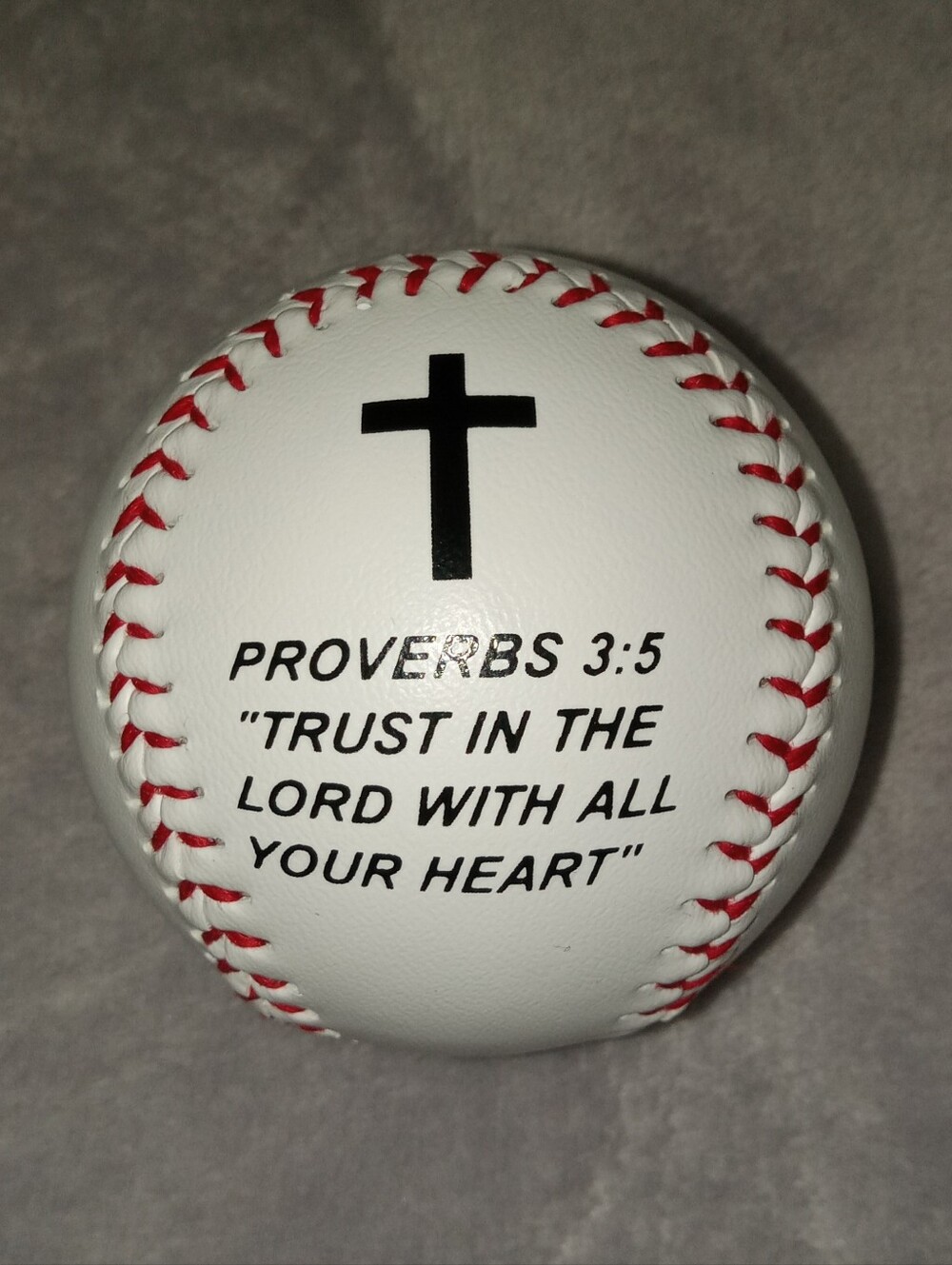 Religious Baseball with Proverbs 3:5 - White & Red